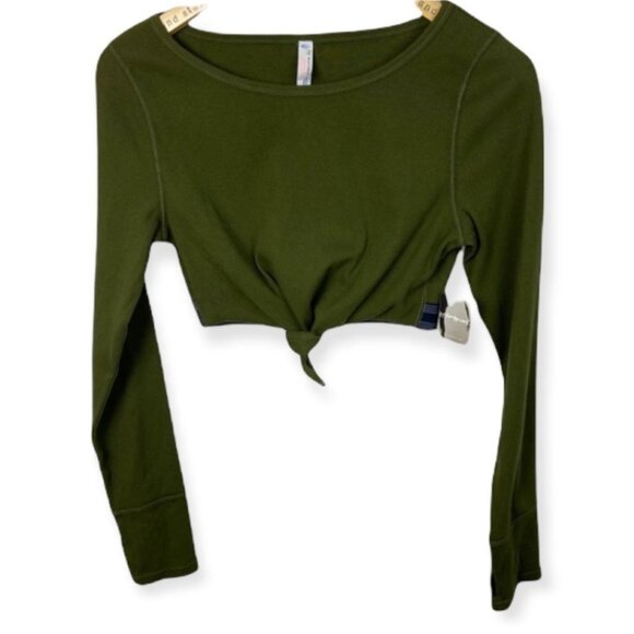 NWT Free People Dance New Wave Green Crop Top Size Medium Boho Revolve Gymnastic - Picture 3 of 12